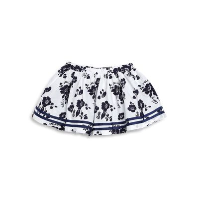 Girls White & Blue Woven Skirt